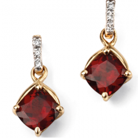 Semi Precious Garnet & Diamond Earrings